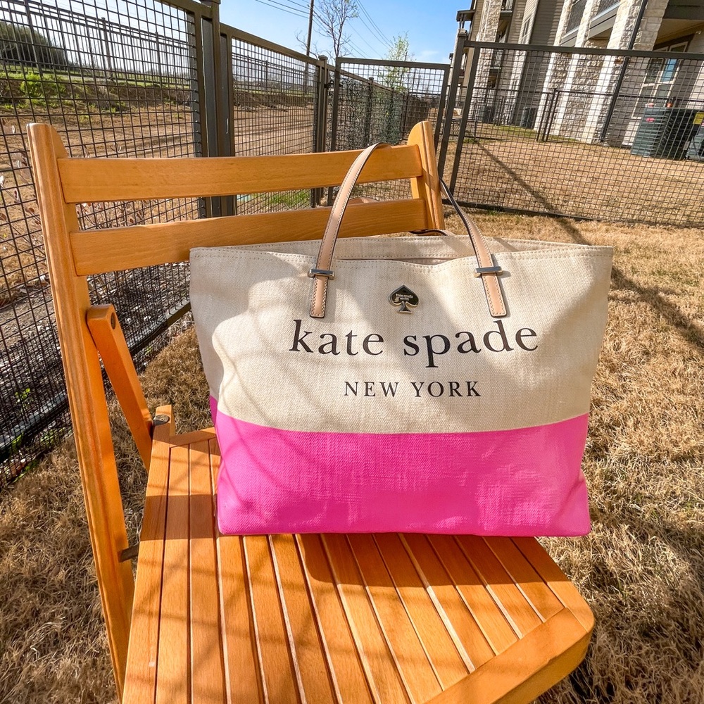 Kate Spade pink canvas beach tote